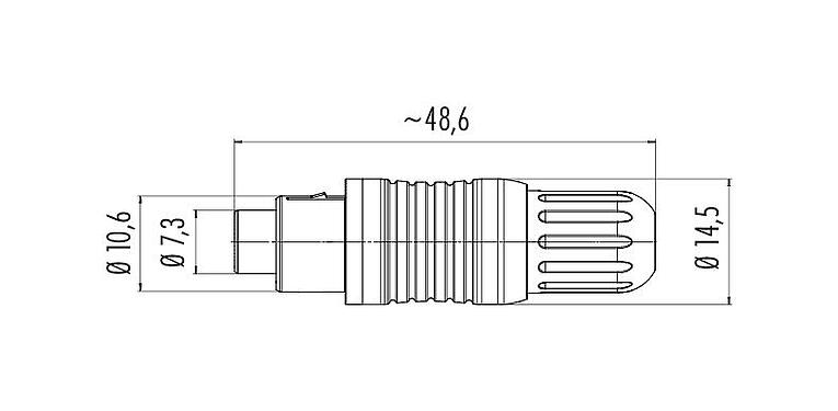 比例图 99 4926 00 07 - Push Pull 直头孔头电缆连接器, 极数: 7, 3.5-5.0mm, 可接屏蔽, 焊接, IP67