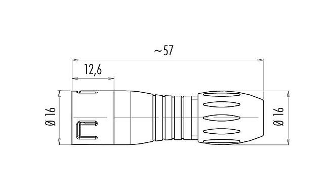 比例图 99 9125 403 08 - Snap-in 快插 直头针头电缆连接器, 极数: 8, 2.5-4.0mm, 非屏蔽, 焊接, IP67