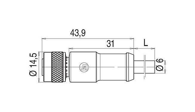 Desenho da escala 79 3490 970 12 - Número de postes: 12, tomada para cabo M12, para M5, distribuidor 4/8 vias, comprimento do cabo 2 m