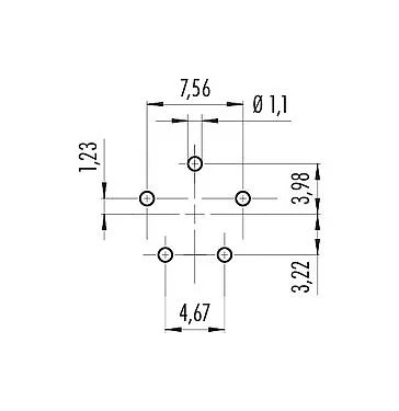 Disposizione dei conduttori 09 0762 090 05 - Baionetta Connettore femmina a flangia, Numero poli: 5, non schermato, THT, IP54 scollegato