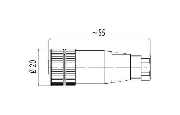 比例图 99 2430 14 03 - 1/2 UNF 直头孔头电缆连接器, 极数: 2+PE, 4.0-6.0mm, 非屏蔽, 螺钉接线, IP67, UL