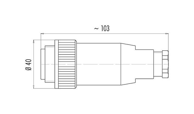 比例图 99 0737 02 24 - RD30 直头针头电缆连接器, 极数: 24, 12.0-14.0mm, 非屏蔽, 焊接, IP65