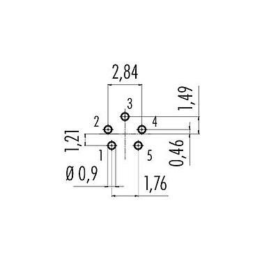 Disposizione dei conduttori 09 9792 30 05 - Snap-In Connettore femmina a flangia, Numero poli: 5, non schermato, saldare, IP40