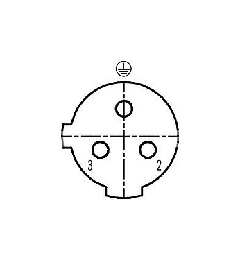 Arranjo de contato (Lado do plug-in) 99 2530 24 03 - M12 Tomada angular, Contatos: 2+PE, 4,0-6,0 mm, desprotegido, pinça de parafuso, IP67