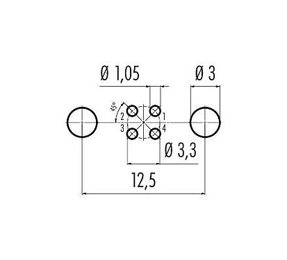 Bố trí dây dẫn 86 6321 1121 00404 - M8 Phích cắm gắn bảng, bẻ góc, Số lượng cực : 4, có thể che chắn, THT, IP67