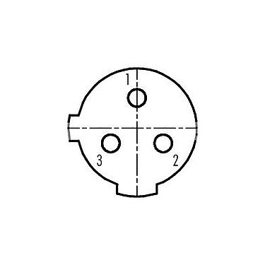 Polbild (Steckseite) 99 2430 52 03 - 1/2 UNF Winkeldose, Polzahl: 2+PE, 6,0-8,0 mm, ungeschirmt, schraubklemm, IP67, UL