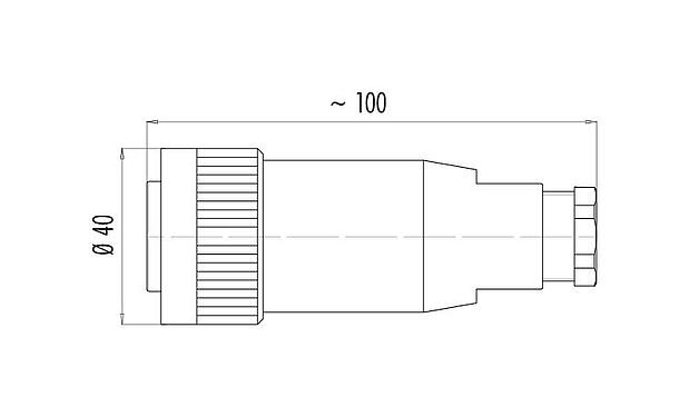 比例图 99 0738 02 24 - RD30 直头孔头电缆连接器, 极数: 24, 12.0-14.0mm, 非屏蔽, 焊接, IP65