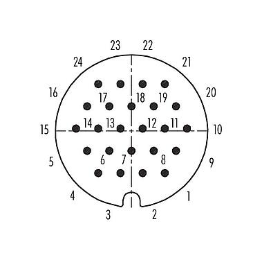 Polbild (Steckseite) 99 0737 00 24 - RD30 Kabelstecker, Polzahl: 24, 10,0-12,0 mm, ungeschirmt, löten, IP65