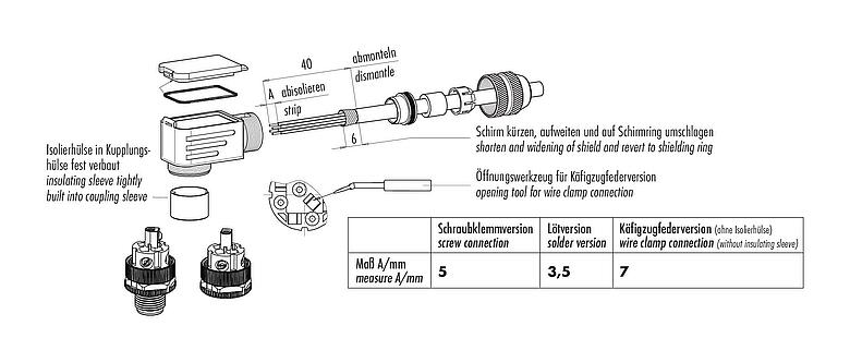 Assembly instructions 99 1535 820 05 - M12 Male angled connector, Contacts: 5, 6.0-8.0 mm, shieldable, wire clamp, IP67