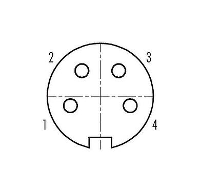 联系安排 (外掛程式側) 09 4812 80 04 - Push Pull 孔头法兰座, 极数: 4, 非屏蔽, 焊接, IP67, 板前固定