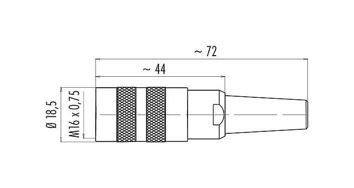 Scale drawing 99 2022 92 06 - M16 Female cable connector, Contacts: 6 (06-a), 6.0-8.0 mm, shieldable, solder, IP40