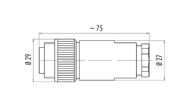 比例图 99 4225 14 07 - RD24 直头针头电缆连接器, 极数: 6+PE, 10.0-12.0mm, 非屏蔽, 焊接, IP67, UL, ESTI+, VDE, PG 13.5