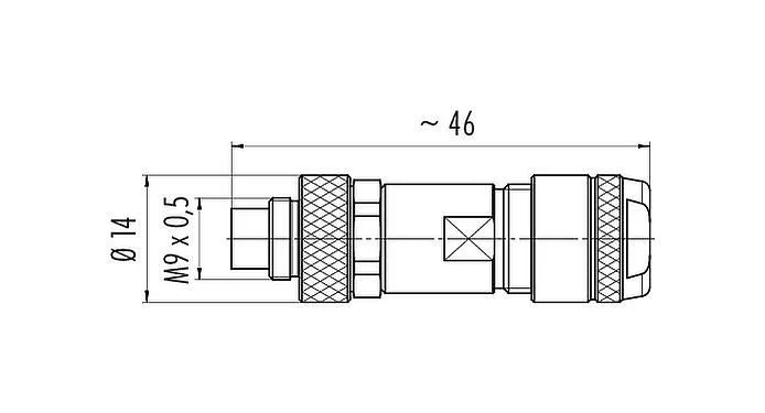 比例图 99 0409 115 04 - M9 直头针头电缆连接器, 极数: 4, 4.0-5.5mm, 可接屏蔽, 焊接, IP67