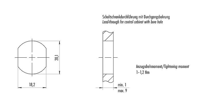 Assembly instructions / Panel cut-out 09 5246 00 04 - M12 Lead-through for control cabinet, Contacts: 4, shielded, pluggable, IP67, UL