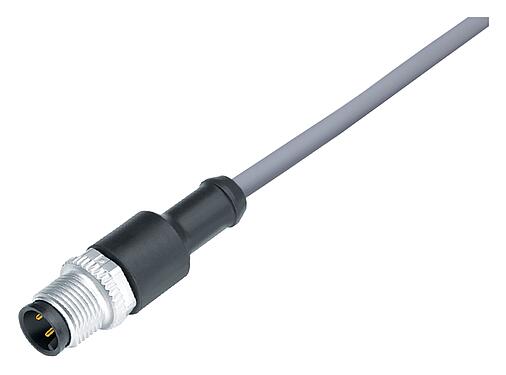 插图 77 4429 0000 20003-0200 - M12 直头针头电缆连接器, 极数: 3, 非屏蔽, 预铸电缆, IP68, UL, PVC, 灰色, 3x0.34mm², 2m