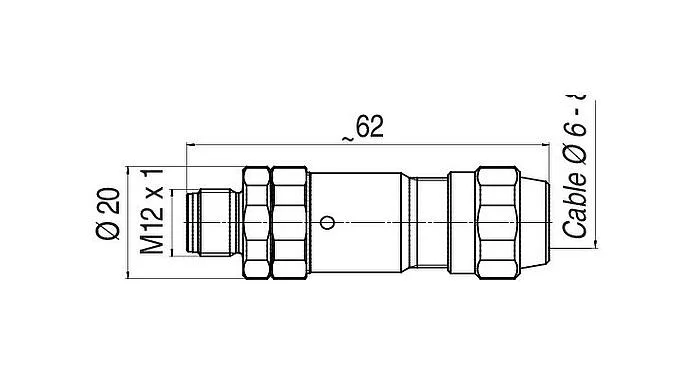 Scale drawing 99 1437 992 05 - M12 Male cable connector, Contacts: 5, 5.5-8.6 mm, shieldable, screw clamp, IP68/IP69K, UL, Ecolab, stainless steel