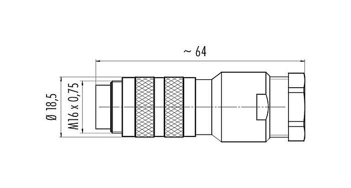 比例图 99 5829 15 12 - M16 直头针头电缆连接器, 极数: 12 (12-a), 8.0-10.0mm, 可接屏蔽, 焊接, IP67, UL