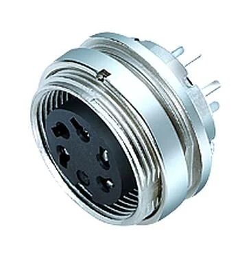 Illustration 09 0308 99 03 - M16 Female panel mount connector, Contacts: 3 (03-a), unshielded, THT, IP40, front fastened