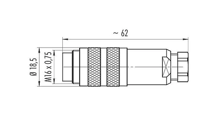 比例图 99 5125 15 07 - M16 直头针头电缆连接器, 极数: 7 (07-a), 4.0-6.0mm, 可接屏蔽, 焊接, IP67, UL