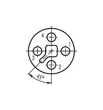 联系安排 (外掛程式側) 99 0630 58 04 - M12 弯角孔头电缆连接器, 极数: 4, 8.0-10.0mm, 非屏蔽, 螺钉接线, IP67, UL, VDE