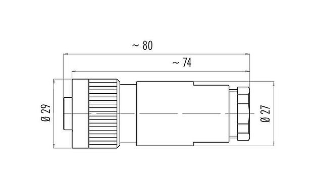 Scale drawing 99 4222 14 04 - RD24 Female cable connector, Contacts: 3+PE, 10.0-12.0 mm, unshielded, screw clamp, IP67, UL, ESTI+, VDE, PG 13.5