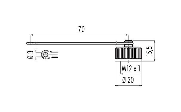 Scale drawing 08 2615 000 000 - M12-A/B/D/K/L/S/T/US/X - Protective cap for flanged plug; 713/715/763/766/813/814/815/825/866/876 series