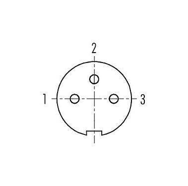 Contact arrangement (Plug-in side) 99 0406 10 03 - M9 Female cable connector, Contacts: 3, 3.5-5.0 mm, shieldable, solder, IP67