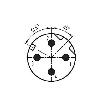 联系安排 (外掛程式側) 99 3729 820 04 - M12 弯角针头电缆连接器, 极数: 4, 6.0-8.0mm, 可接屏蔽, 螺钉接线, IP67, UL