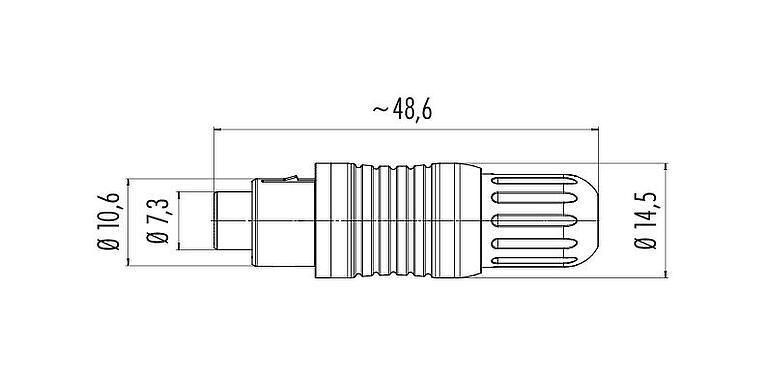 比例图 99 4913 00 05 - Push Pull 直头针头电缆连接器, 极数: 5, 3.5-5.0mm, 可接屏蔽, 焊接, IP67