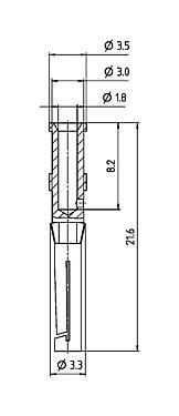 Scale drawing 61 0899 139 - RD24 / Bayonet HEC - Socket contact, 100 pcs.; Series 692/693/696