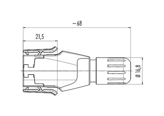 Scale drawing 99 1721 100 12 - Snap-In Male cable connector, Contacts: 12, 6.0-8.0 mm, unshielded, solder, IP54