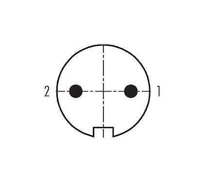 Contact arrangement (Plug-in side) 99 0601 70 02 - Bayonet Male angled connector, Contacts: 2, 4.0-6.0 mm, unshielded, solder, IP40