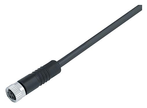 Illustration 77 3406 0000 50008-0200 - M8 Female cable connector, Contacts: 8, unshielded, moulded on the cable, IP67/IP69K, UL 2238, PUR, black, 8 x 0.25 mm², 2 m
