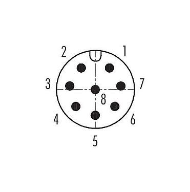 联系安排 (外掛程式側) 99 3483 200 08 - M12 针头方型法兰座, 极数: 8, 非屏蔽, UL