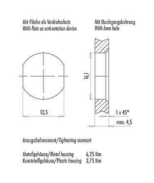 Assembly instructions / Panel cut-out 09 5286 00 08 - M12 Lead-through for control cabinet, Contacts: 8, shielded, pluggable, IP67, UL