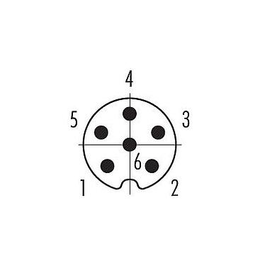 联系安排 (外掛程式側) 86 6319 1121 00006 - M8 针头法兰座, 极数: 6, 可接屏蔽, THT, IP67, UL, 板前固定