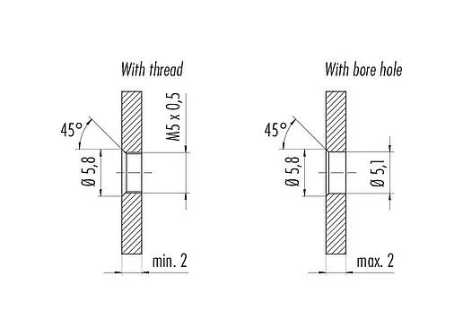 Assembly instructions / Panel cut-out 09 3106 01 03 - M5 Female panel mount connector, Contacts: 3, unshielded, single wires, IP67