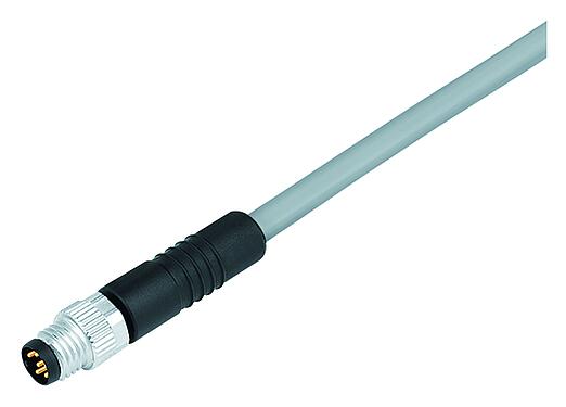 Illustration 77 3405 0000 20003-0200 - M8 Male cable connector, Contacts: 3, unshielded, moulded on the cable, IP67, UL 2238, PVC, grey, 3 x 0.34 mm², 2 m