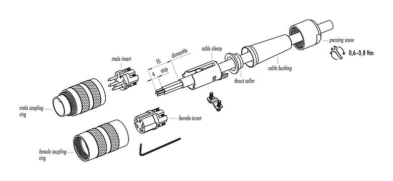Assembly instructions 99 2025 19 07 - M16 Male cable connector, Contacts: 7 (07-a), 4.0-6.0 mm, shieldable, solder, IP40