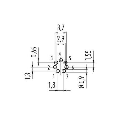 导体结构 09 0478 22 07 - M9 孔头法兰座, 极数: 7, 非屏蔽, THT, IP40