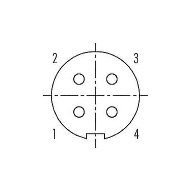 Contact arrangement (Plug-in side) 09 4912 081 04 - Push Pull Female panel mount connector, Contacts: 4, shieldable, solder, IP67, front fastened