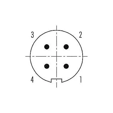 Contact arrangement (Plug-in side) 09 4911 081 04 - Push Pull Male panel mount connector, Contacts: 4, shieldable, solder, IP67, front fastened