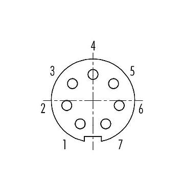 Contact arrangement (Plug-in side) 09 4928 081 07 - Push Pull Female panel mount connector, Contacts: 7, shieldable, solder, IP67, front fastened