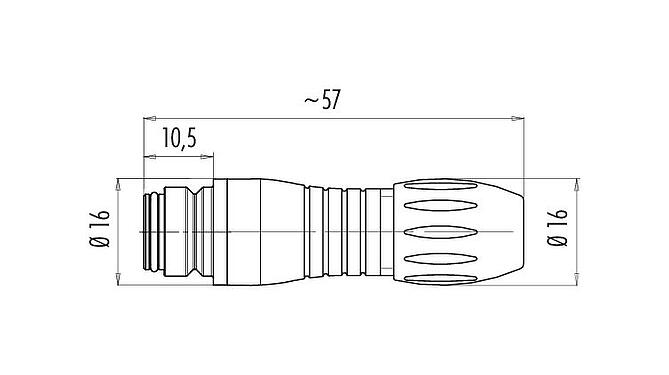 Scale drawing 99 9114 00 05 - Snap-In Female cable connector, Contacts: 5, 4.0-6.0 mm, unshielded, solder, IP67, UL, VDE