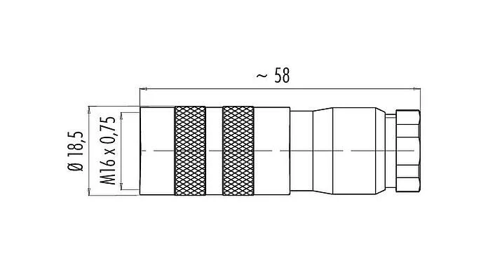 Scale drawing 99 5618 09 05 - M16 Female cable connector, Contacts: 5 (05-b), 6.0-8.0 mm, shieldable, solder, IP67, UL