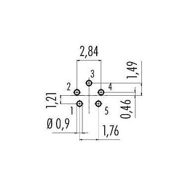 Conductor layout 09 9792 20 05 - Snap-In Female panel mount connector, Contacts: 5, unshielded, THT, IP40