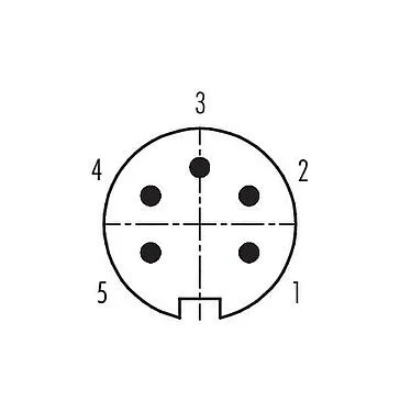 Contact arrangement (Plug-in side) 09 0313 92 05 - M16 Male cable connector, Contacts: 5 (05-a), 6.0-8.0 mm, unshielded, solder, IP40