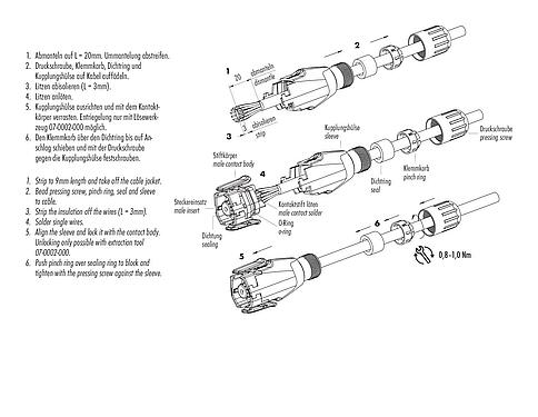 Assembly instructions 99 1721 002 12 - Snap-In Male cable connector, Contacts: 12, 4.0-6.0 mm, unshielded, solder, IP54