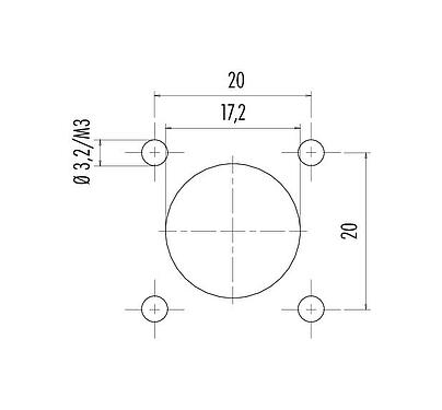 安装说明 09 0124 300 06 - M16 孔头方型法兰座, 极数: 6 (06-a), 非屏蔽, 焊接, IP67, UL