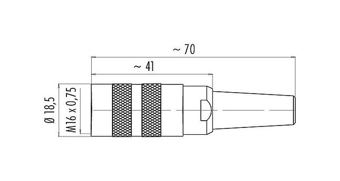 比例图 99 2062 29 08 - M16 直头孔头电缆连接器, 极数: 8 (08-a), 6.0-8.0mm, 可接屏蔽, 焊接, IP40